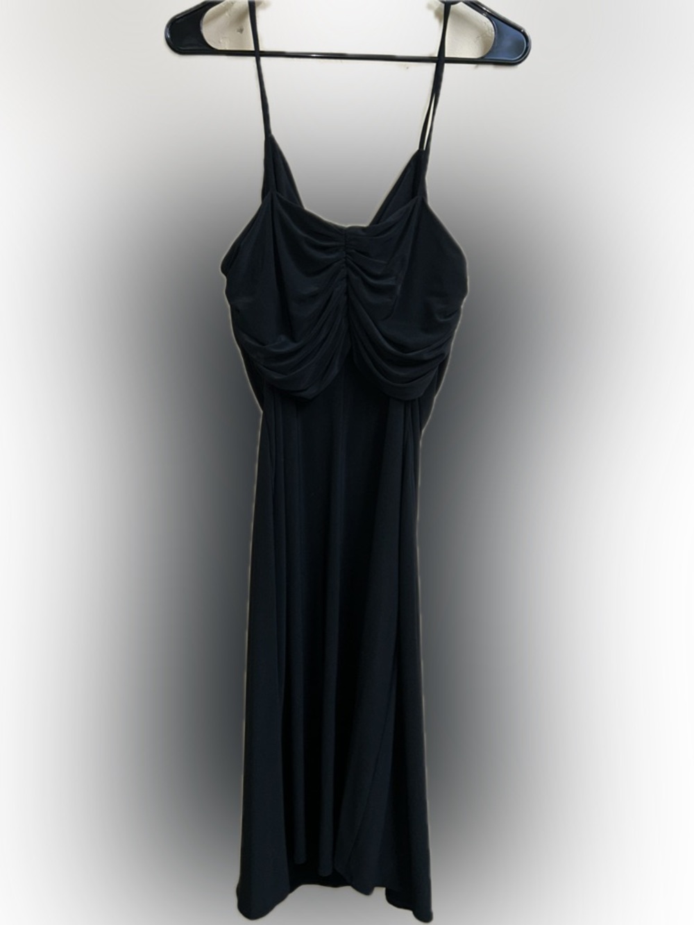 🔥5/$35🔥 Sandra Darren Black Midi Dress with Draped V-Neck | Size 14 - Picture 4 of 7